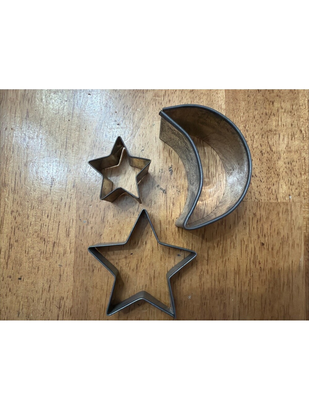 Vtg star and Crescent moon cookie cutters Tin Night Sky Celestial Lot Of 3